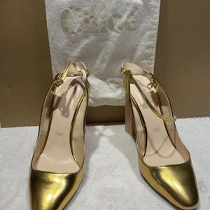 Chloé metallic block heels